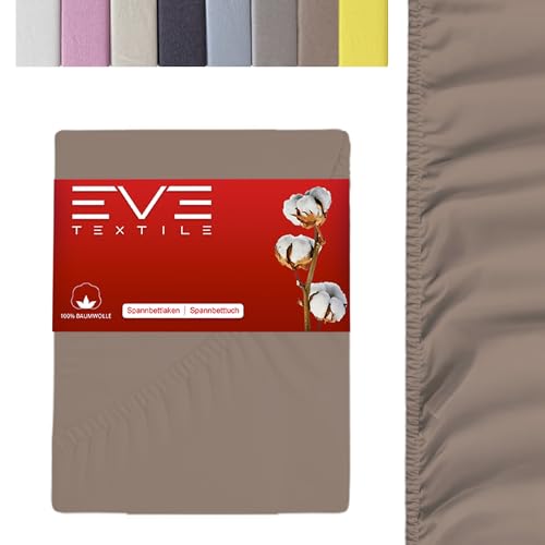 EVE - Drap-housse textile - 100 % coton - Drap-housse, draps, draps, draps, draps, draps, jersey - 1 x marron clair - 140 x 200 cm