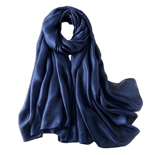 Lina & Lily Foulard Châle Étole Femme Mariage en Tissu Brillant Léger (Bleu Marine)
