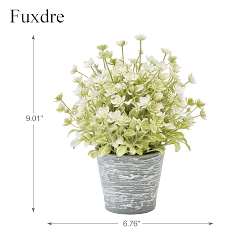 Fuxdre 2 Pack Small Desk Plants, Artificial Bathroom Plants Decor with Flower in Vintage Melamine Pots, Faux Plants Indoor for Shelf Decor in Home Office, and Spring Decor (Ivory) — view 2
