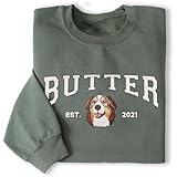 NAZENTI Embroidered Dog Mom Sweatshirt, Custom Pet Lovers Gifts For Women, Dog Dad Sweatshirt, Mama Shirt, Custom Embroidered Hoodie, Personalized Gifts Christmas, Mother's Day, Birthday For Mom