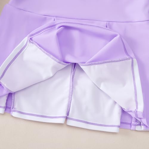 Image of IZYJOY Kids Girls Tennis Golf Dress Outfit Sleeveless Racerback Dresses with Shorts Pockets Sport Athletic 2 Piece Sets