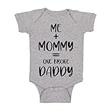 Me + Moomy = One Broke Daddy - Funny Cute Infant Creeper, One-Piece Baby Bodysuit (Light Grey, 12 Months)