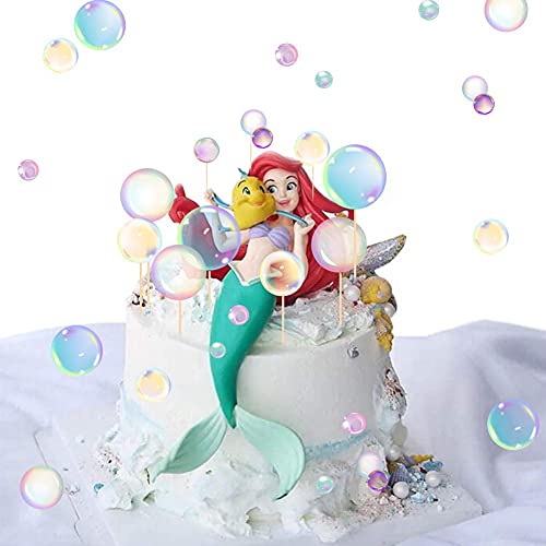 27Pcs Under The Sea Mermaid Party Cake Decorations Flat Bubble Cake Toppers Rainbow Bubble Sticker Children's Party Supplies Kids Birthday Mermaid Decor Baby Shower #TOP2