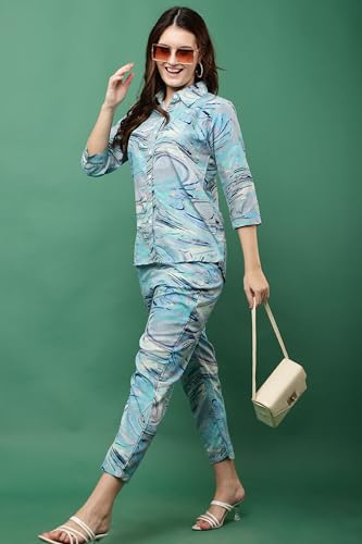 Image of JUSTHER Women's Co-ord Set | Shirt Top & Bottom Pant | Stylish Matching Set | Comfortable Fit Wear | Trendy Look Styling | Easy Movement | Perfect for Casual