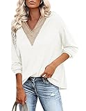 Lockerer Stil: Unsere oversized Langarmblusen für Damen sind mit locker sitzenden Fledermausärmeln entworfen, lassen die Arme schlanker aussehen. Der gemütliche Look wird durch Spitzen V-Ausschnitt perfektioniert, der Ihre Weiblichkeit besser zur Geltung bringt.