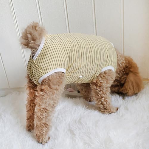 Image of Dog Surgical Recovery Suit, Spay Recovery Suit for Small Medium Dog, Post Surgery Dog Onesie for Male Female Puppy (Yellow Stripe-S)