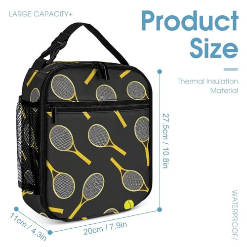 Backpack with Lunch Box Storage Bag Funny Colourful Tennis Racquets And Tennis Balls (1) Bookbag Set Backpack Lunch Box and Cosmetic Bag Bookbag Set4