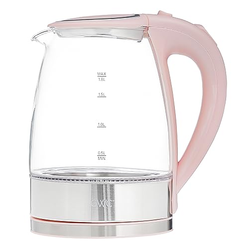 COOK WITH COLOR Electric Kettle - Rapid Boil, Sleek Design, and Safety Features - Great for Quick and Easy, Blush, 1.8 Liters