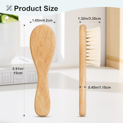 MolYuan 3PCS Baby-Haarbürste & Kamm-Set, Ziegenborstenbürste und Silikonhaarbürste für die Cradle Cap-Behandlung Holzborstenbürste für Neugeborene und Kleinkinder (Pink Silikonbürste)