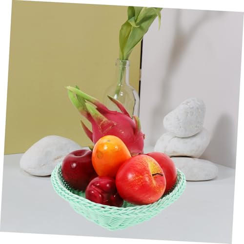 Cesta de plástico tejida verde con diseño apilable de corazón 8