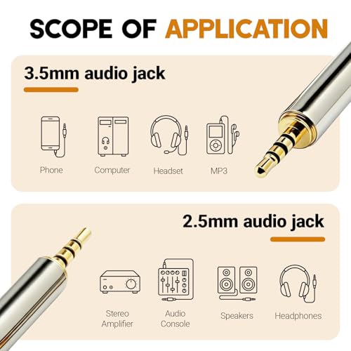 tiyiyok 2 Stück Klinke Adapter, 2.5mm Klinke auf 3.5 mm Adapter, Kopfhörerkabel 3.5mm auf 2,5mm, Male to Female Audio Adapter, Geeignet Für Kopfhörer, Audio-Kopfhörer, Mikrofon