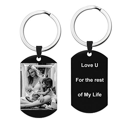 Queenberry Personalized Engraved Custom Photo Text Dog Tag Pendant Keychain #TOP5