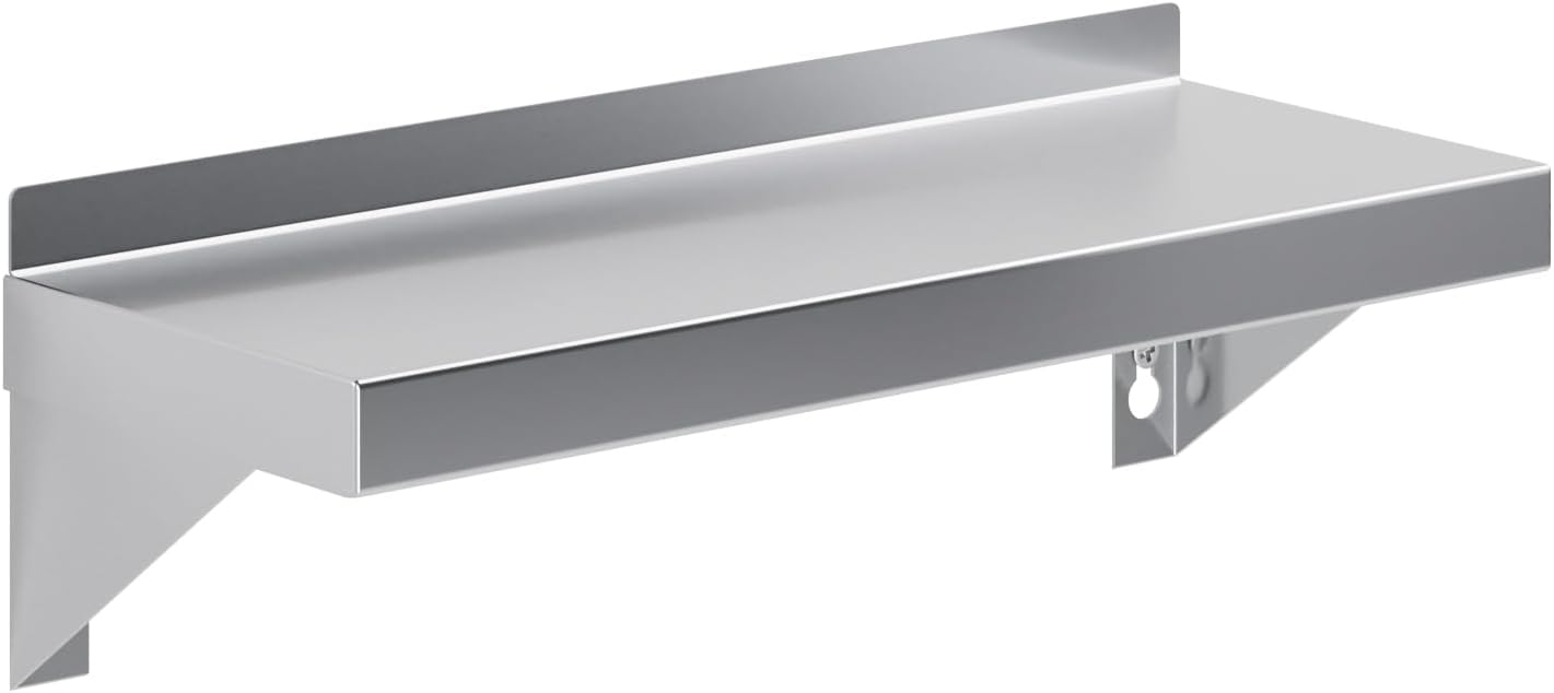 AmGood Stainless Steel Wall Shelf | Appliance & Equipment Metal Shelving | Kitchen, Restaurant, Garage, Laundry, Utility Room | Heavy Duty | Squared Edge | NSF Certified (06" Width x 16" Length)