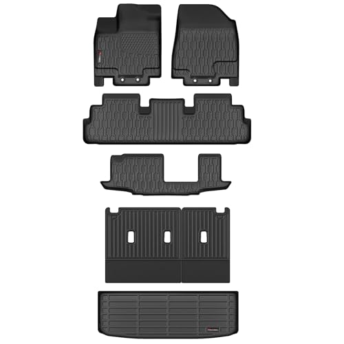 AUTOBULL Floor Mats & Cargo Liner for 2022-2025 2026 Nissan Pathfinder 7&8 Seats (Fit Gas) Full Set All Weather Protection 1st 2nd 3rd Row Car Liners Backrest Mat & Trunk Mat Black