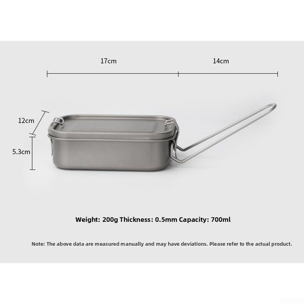 Leichte 700 ml Titan-Lunchbox für Reisen, Camping, Picknick, Outdoor-Aktivitäten, auslaufsichere Dichtung, faltbarer Griff, Titan-Konstruktion