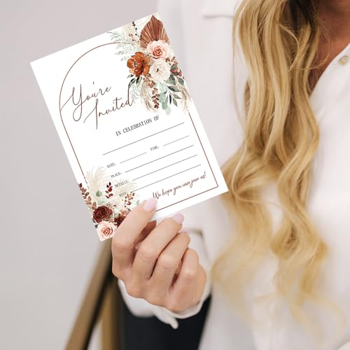 Tarjetas de invitación florales bohemias para decorar tu fiesta de Acción de Gracias 7