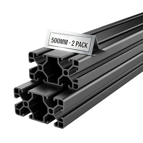 VEVOR Profilé Aluminium Extrudé 4080 2 PCS Profilé Alu Anodisé 500 mm Rainure en T Standard Européen pour Châssis d'Imprimante 3D, Machine CNC, Mobilier, Établis, Bricolage, Haute Résistance, Noir