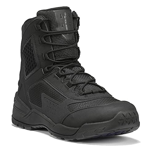 Tactical Research TR1040-T 7 Inch Ultralight Black Tactical Boots for Men - Non-Polishable Leather and Nylon with Slip-Resistant TR HiTRAC Outsole for Police, EMS, and Security, Black - 9.5 R