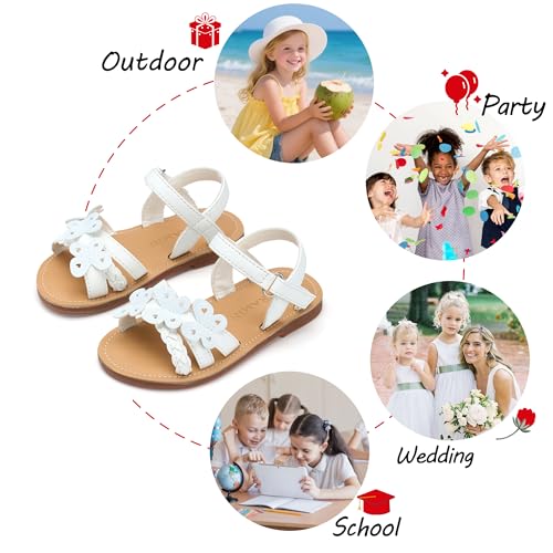 Image of PHIRAMIN Toddler Girl Sandals - Flower Girl Dress Shoes Open Toe Little Kid Flats