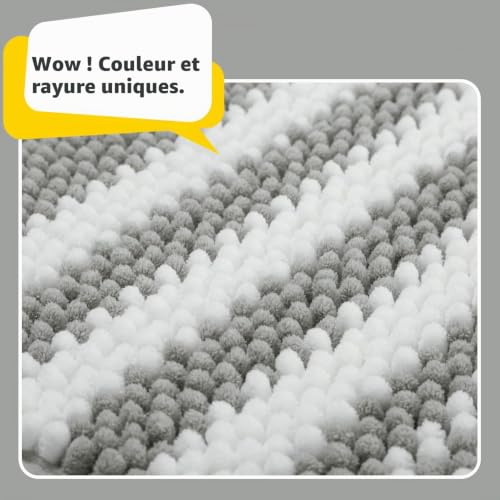 Tapis de bain chenille microfibres gris 50x80cm de Biscpro - 5