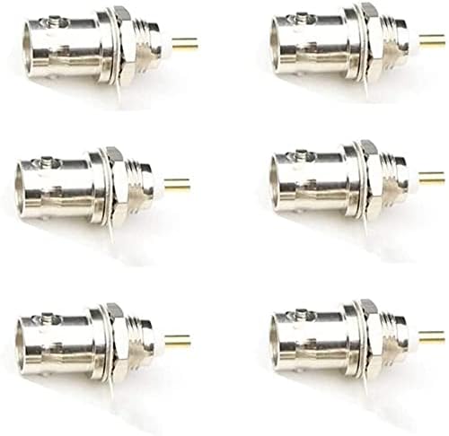 QMseller BNC Chassis Panel Mount Socket Female Jack Solder Type Connectors Adapter 6-Pack