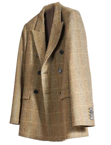 Femme Blazer à Carreaux Veste de Costume Droite pour Structurer la Silhouette