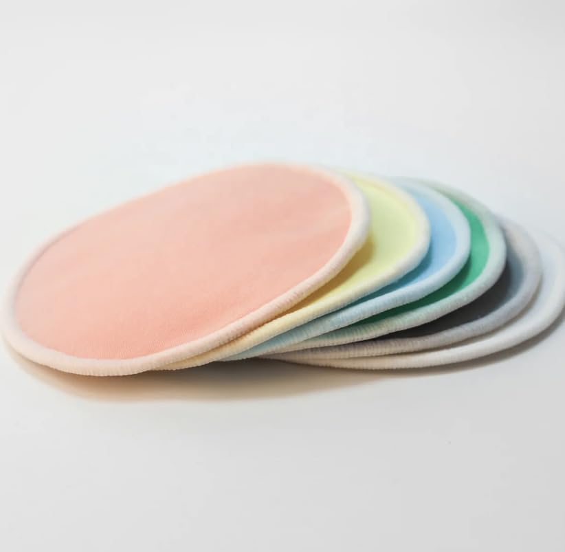 Nursing Reusable Pads, Pack of 8, Maternity/Pregnancy/Breastfeeding/Lactation, pink/white. Can also be used as reusable makeup remover pads, washable.