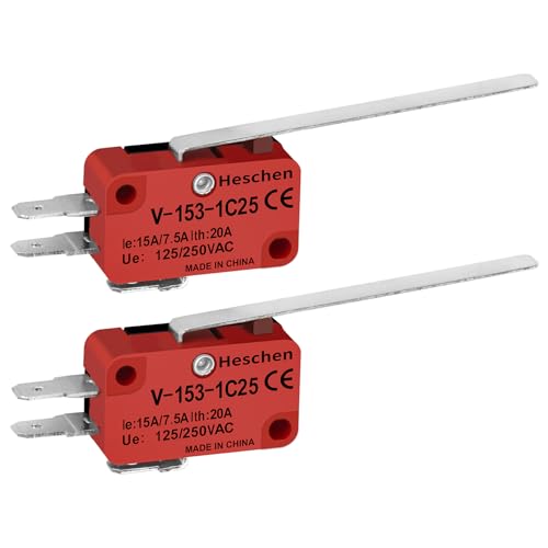 Heschen Micro Switch, V-153-1C25, SPDT, Long Hinge Lever, 20A 250VAC, 2 Pack