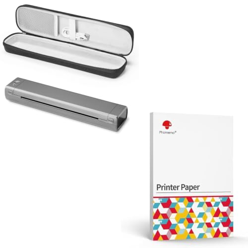 Impresora portátil A4 Phomemo M08F gris inalámbrica con papel térmico A4