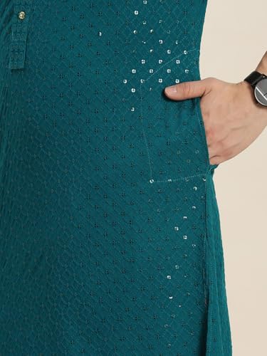 Image of Amazon Brand - Tavasya Men Rayon Blend Embroided Regular Kurta
