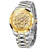 OLEVS Watches for Men Dragon Automatic Mechanical Tungsten Steel Business Dress Luminous Waterproof Luxury Diamond Gold Silver