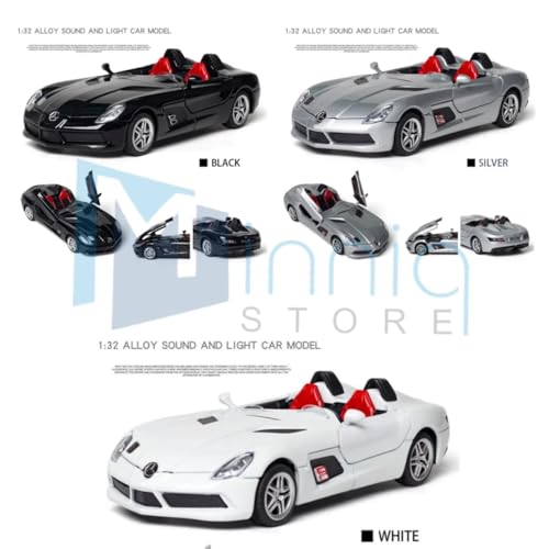 Image of Merceedes Benz SLR 1:32 Model Car with Box, Zinc Alloy Pull Back Toy car with Sound and Light for Kids Boy Girl Gift [Colors as Per Stock] (Merceedes Benz SLR 1:32)