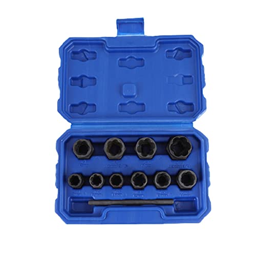 YWHWXB Nut Extractor Socket Set Impact Bolt & Nut Remover Set Twist Sockets 9mm 10mm 11mm 12mm 13mm 14mm 15mm 16mm 17mm 19mm to Remove Nuts & Screws