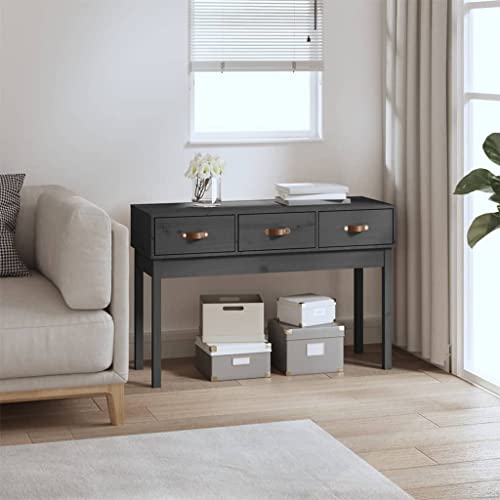 ZQQLVOO Mesa consola gris 114 x 40 x 75 cm madera maciza de pino, mesa de consola, mesa de consola, mesa de pasillo, mesa de entrada, aparador, mesa auxiliar para entrada y pasillo