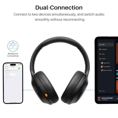 TOZO HT3 Hybrid Noise Cancelling Wireless Headphones, 90H Over Ear Headset - image 6