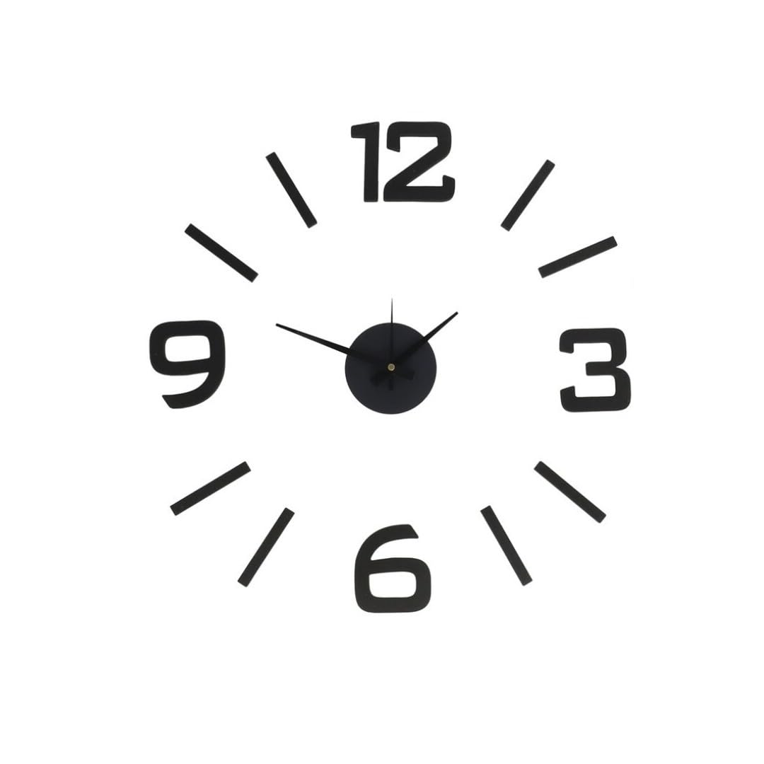Reloj de pared con números adhesivos - Color negro - Moda DIY Reloj de pared