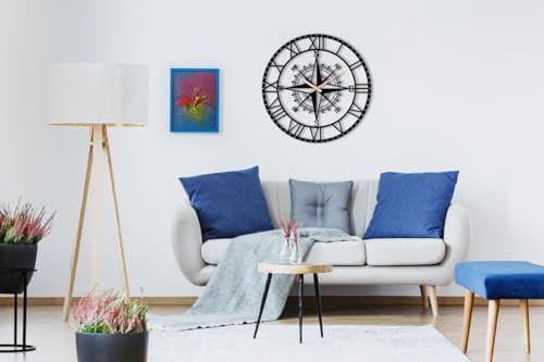 Image of Stylish Metal Analog Wall Clock for Living Room, Bedroom, Office, Kitchen, Home and Hall | Antique Fancy Big Size Modern Wall Watch for Home Decor (DA-134, 40CM)