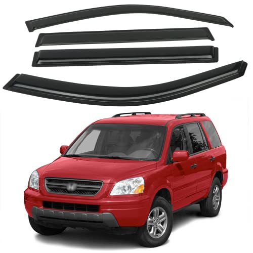 4Pcs Rain Guards Window Visors Wind Deflector Fits For 2003-2008 Honda Pilot, Front & Rear Outside Mount Vent Shade #TOP2