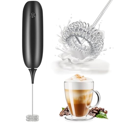 Milk Frother Handheld Whisk, Battery Powered, Black