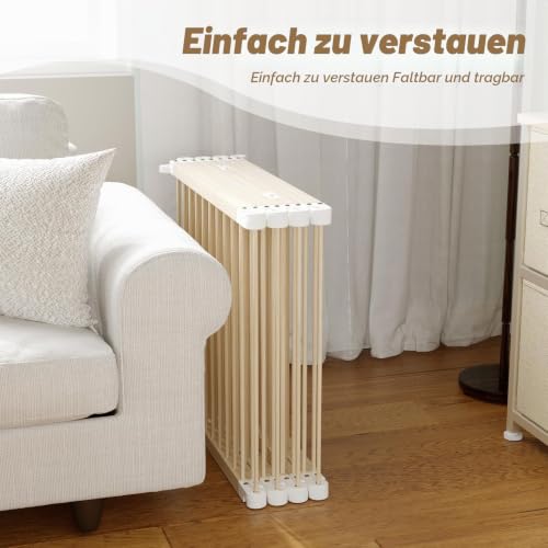 Jimberbay Faltbarer Laufstall aus Holz, 145 x 145 x 61 cm, groß mit 8 Elementen, verstellbarer für Babys und Kleinkinder mit Sicherheitstür, für drinnen und draußen