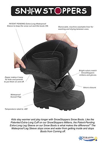 SnowStoppers Snow Boots, Toddler 7/8, Black - Thumbnail 2