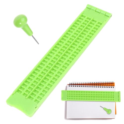 Selbstlernset Für Brailleschrift - Taktiles Schreibwerkzeug Mit Führungsschienen, Wiederholbar Nutzbare Lerntafel Für Jugendliche Und Erwachsene | Ausbildungszentrum, Wohnzimmer, Bibliothek, Nachhilfe