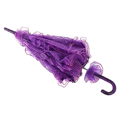 Yctze Braut-Spitzen-Baumwollschirm für Hochzeitsfeiern (Lila)