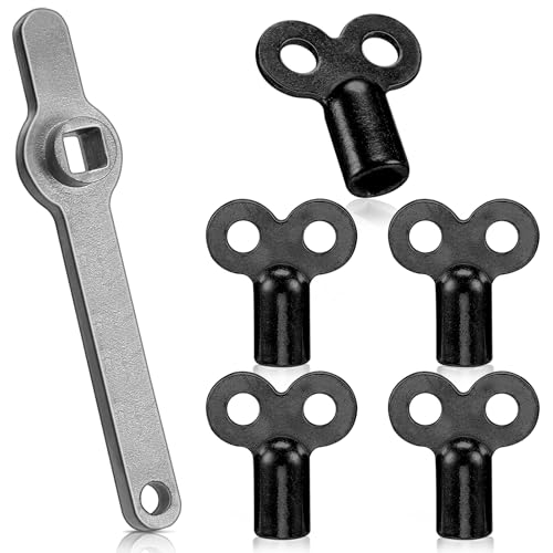 Photect 6er Set Entlüftungsschlüssel für Heizkörper inklusive 1 Edelstahl Heizkörper Entlüftungsgriff und 5 heizungsentlüftungsschlüssel zum Entlüften mit Doppelloch Passend für Heizungen(Schwarz)