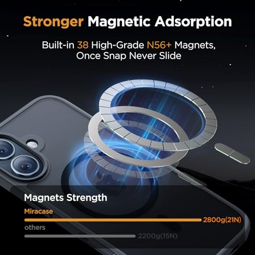 Image of Miracase Magnetic Series for iPhone 16 Case [Compatible with MagSafe] Military-Grade Protection, Anti-Fingerprint, Slim Phone Case for iPhone 16 6.1 inch - Black