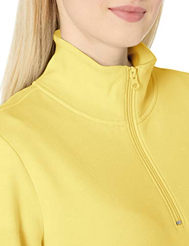 Amazon Essentials Women's Long-Sleeve Lightweight French Terry Fleece Quarter-Zip Top, Light Yellow, X-Small