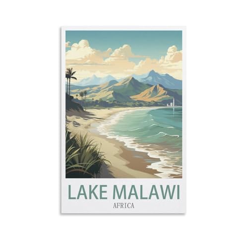 EPXZNM Plaque murale vintage en métal Affiches du lac Malawi Affiche Murale Amusante Deco Vintage Panneau Decoratif Exterieur 15x30cm