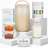 3-in-1 Breast Milk Cooler for 24H 360° Cooling, 11oz Breastmilk Chiller with Bottle & 8oz Baby Food Containers & 27oz Insulated Food Jar, Fits from Baby to Adult for Outdoor, Work & Travel - Mocha
