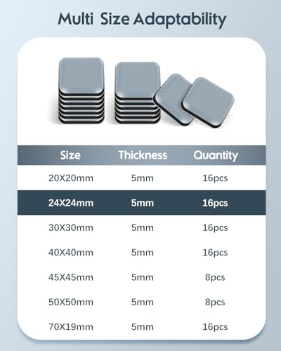 VABNEER Möbelgleiter, 16 Stück PTFE Teflon Quadrat Selbstklebende Möbelschieber, Möbel Bewegen Pads zum Bewegen Schwerer Möbel (Quadrat, 24x24mm)