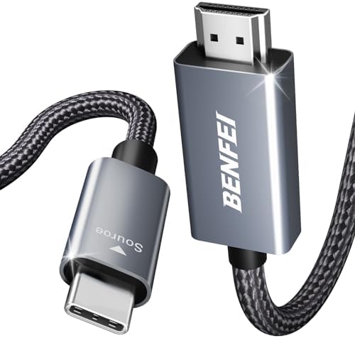 BENFEI USB C to HDMI 15 Feet Cable [4K@60Hz, Aluminum Shell, Nylon Braided], Thunderbolt 3/4/5 Compatible with iPhone 15 Pro/Max, MacBook Pro/Air 2023, iPad Pro, Surface Book 2, Galaxy S23 and More